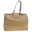 CHANEL Sac Super Modèle Chaîne Fermeture Tourniquet Sac en cuir verni Beige CC Auth 77488 - Chanel