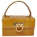 Salvatore Ferragamo Gancini Hand Bag Enamel Yellow Auth 79133