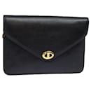 Christian Dior Clutch Bag Leather Black Auth 79728