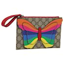 GUCCI GG Supreme Schmetterling Clutch Tasche PVC Beige 550781 Auth 79205 - Gucci