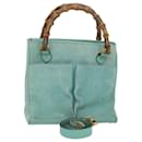 GUCCI Bamboo Hand Bag Suede 2way Light Blue 000 122 0316 Auth 78217 - Gucci