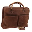 GUCCI Bamboo Hand Bag Suede Leather 2way Brown 002 2855 0322 0 Auth ep4371 - Gucci