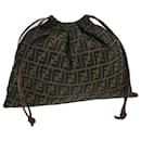 Bolsa de ombro em lona Zucca FENDI marrom preto Auth fm3526 - Fendi