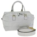 FENDI Zucca Canvas Hand Bag Leather 2way White Auth bs15482 - Fendi