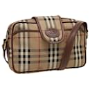 Burberrys Nova Check Schultertasche aus PVC-Leder Beige Auth mr288 - Autre Marque