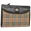 Bolso clutch de lona beige con estampado Nova Check de Burberrys Auth bs15450 - Autre Marque