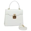 Bolsa de mão em couro GUCCI Ready Lock 2 vias branca Auth 79683 - Gucci