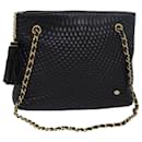 BALLY Quilted Chain Shoulder Bag Leather Black Auth kk250 - Bally