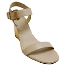 Chloe Beige Leather Rebecca Wedge Sandals - Chloé