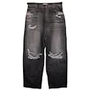 Balenciaga Super Baggy Destroyed Faded Jeans in Grey Cotton