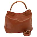 Bolsa de Ombro de Couro GUCCI Bamboo 2way Marrom 001 1014 1577 Auth 75676 - Gucci