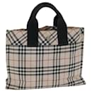 Burberry Nova Check Blue Label Handtasche Nylon Beige Auth yb584