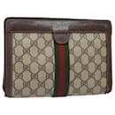 GUCCI GG Supreme Web Sherry Line Clutch Bag PVC Beige 84 01 001 Auth bs15432 - Gucci