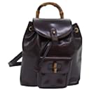 Borsa a spalla in pelle Gucci Bamboo marrone Auth bs15496