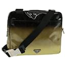 PRADA Bolso de Hombro Cuero Patente Tono Dorado Negro Auth 78080 - Prada