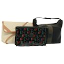 FENDI Zucchino Canvas Shoulder Bag Coated Canvas 3Set Black Beige Auth bs14590 - Fendi