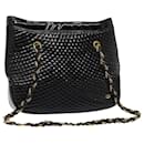 BALLY Schultertasche mit Kettenfransen Emaille Schwarz Auth ki4592 - Bally