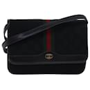 GUCCI GG Canvas Web Sherry Line Shoulder Bag Black Red Green Auth yk13149 - Gucci