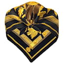 Hermes Black / Gold Africa Spoon Square Silk Twill Scarf - Hermès