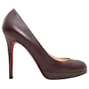 Burgundy Christian Louboutin Leather Platform Pumps Size 37