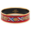 Red Hermès Wide Enamel French Flag Bangle 62 Costume Bracelet