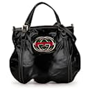 Black Gucci Patent Dialux Britt Hobo Satchel