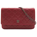 Sac à bandoulière Red Chanel Classic Caviar Wallet on Chain