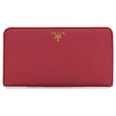 Red Prada Saffiano Zip Wallet