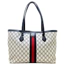 Navy Gucci Medium GG Supreme Ophidia Tote