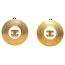 Gold Chanel Gold Plated CC Clip On Earrings