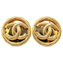 Gold Chanel Gold Plated CC Clip On Earrings