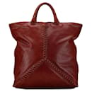 Red Bottega Veneta Intrecciato Trimmed Tote