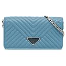 Borsa a tracolla Blue Prada Mini Impunture Diagramme Wallet on Chain