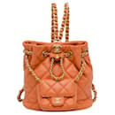 Orange Chanel CC Lambskin Chain Bucket Backpack With Mini Flap