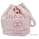 Bolsa bucket com cordão em tweed Deauville Chanel rosa