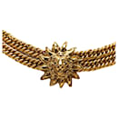 Gold Chanel Gold Plated Lion Head Choker Necklace