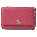 Pink Chanel Lambskin Chevron Trendy Wallet On Chain Crossbody Bag