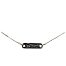 Silver Dior Brass And Enamel Logo Plate Pendant Necklace