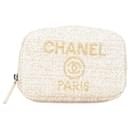 Pochette cosmétique Deauville en tweed blanc Chanel