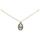 Gold Dior Gold Plated Logo Pendant Necklace