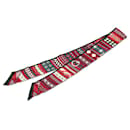 Red Hermès Collier de Chiens Silk Twilly Scarf Scarves