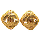 Gold Chanel Gold Plated CC Clip On Earrings