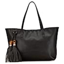 Brown Gucci Leather Bamboo Tassel Tote