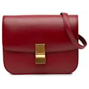 Rote Celine Medium Classic Box Umhängetasche - Céline