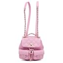 Mochila de cordón pequeña de caviar acolchado rosa de Chanel con bolsillos Duma