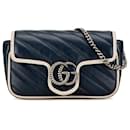 Blaues Gucci Mini GG Marmont Torchon Umhängetasche