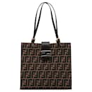 Sac fourre-tout en toile Zucca Fendi marron