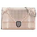 Pink Dior Metallic Patent Microcannage Diorama Wallet on Chain Crossbody Bag