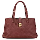 Sac à main Roma Medium Intrecciato de Bottega Veneta rouge