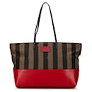 Brown Fendi Medium Pequin Canvas Roll Tote